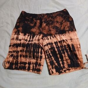 Rev. Tiedye Black and Brown Cargo Shorts. Unisex‎